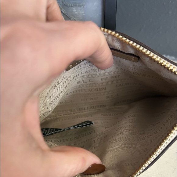 Lauren Ralph Lauren Gold Accent Ivory Wristlet Clutch Wallet